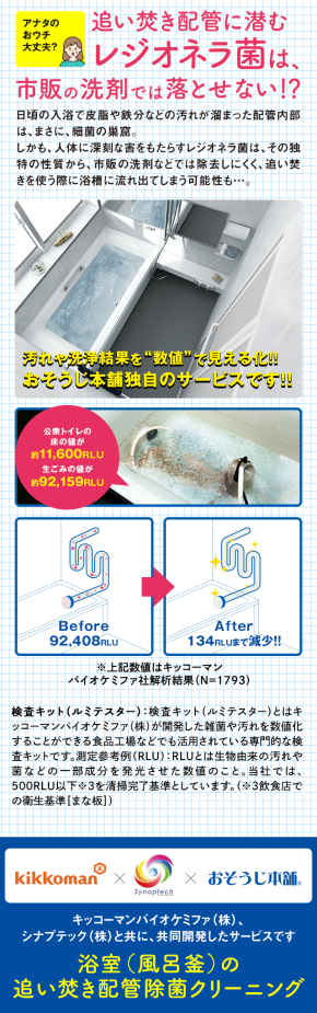 浴室（風呂釜）の追い焚き配管除菌クリーニング｜おそうじ本舗小松川店